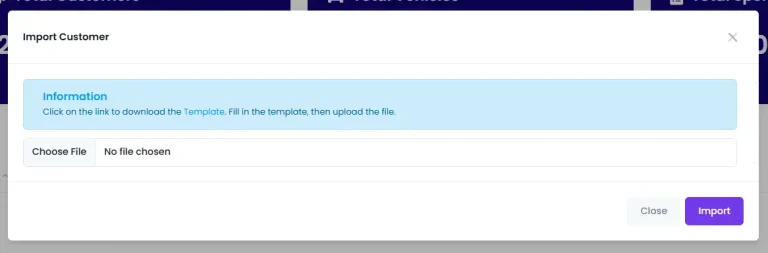 ENGARAGE import customer feature showing file upload for bulk contact list, enabling efficient CRM onboarding for workshop databases.